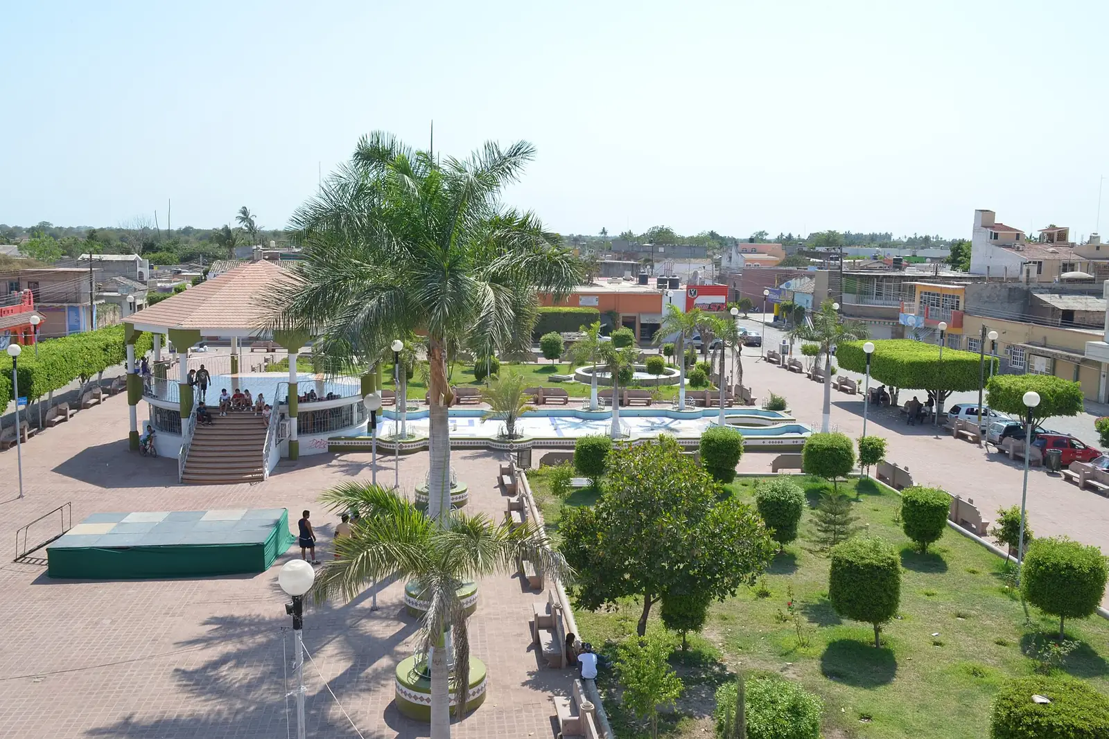 La plaza municipal de Tecuala, cabecera del municipio